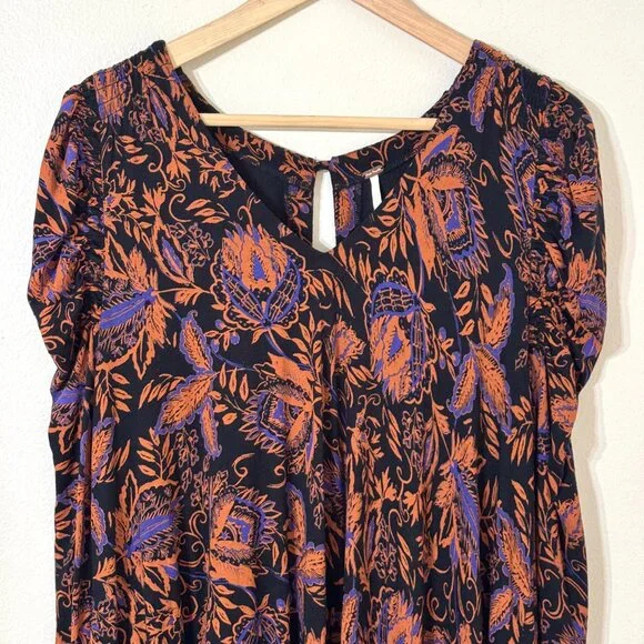 Free People Hello Lover Floral Tunic Dress Mutton Sleeve Oversized Castlecore - Picture 3 of 13